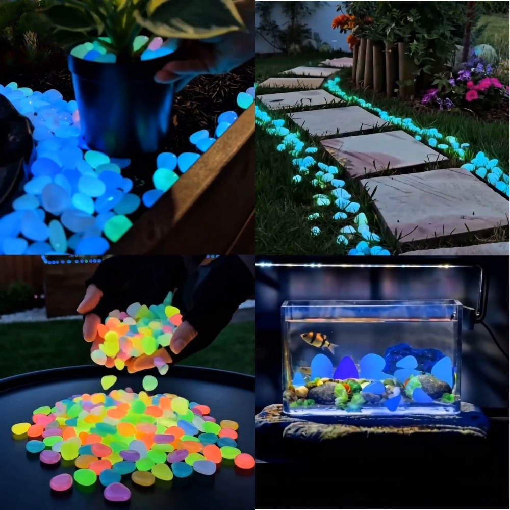Aquarium Planted Tank - Bunte, im Dunkeln leuchtende Kieselsteine für